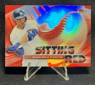 2018 Topps Finest Sitting Red   #SR-GST Red Refractor #'d /5 Giancarlo Stanton - Image 1 of 3