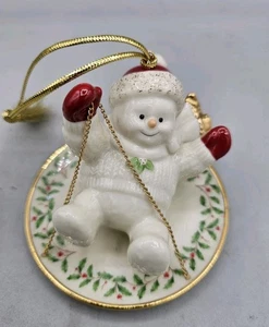 Lenox Holiday Schneemann auf Untertasse Schlitten Weihnachtsschmuck - Bild 1 von 5