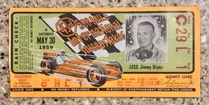 Vintage Indianapolis Indy 500 Auto Race Orange Ticket Stub 1959 Jimmy Bryan - Picture 1 of 2
