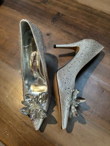 Baoyafang Silber Aschenputtel Hochzeit Diamant Pumps Kristall High Heels Gr. 7,5 - Bild 1 von 9
