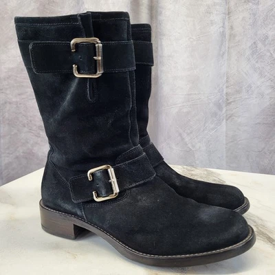 Paul Green Munchen Suede Moto Biker Boots Women's US Size 10 or UK 7.5 Black - Image 1 of 4