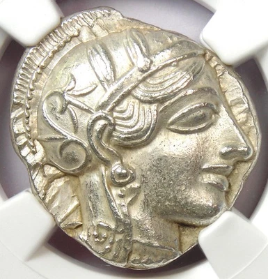Attica Athens Athena Owl AR Tetradrachm Silver Coin 440-404 BC - NGC Choice AU - Image 1 of 4