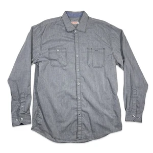 Michael Brandon Men's Button Up Shirt Long Sleeve Large Gray with Black Stitches - Picture 1 of 8