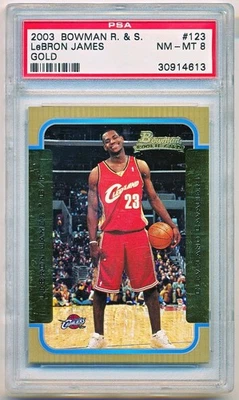 2003-04 Bowman Rookies & Stars LeBron James Gold Rc #123 PSA 8 - POP 212 - Image 1 of 2