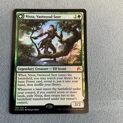 MTG - Nissa, Vastwood Seer -Magic Origins- FOIL PRERELEASE- MAGIC CARD - Image 1 of 2
