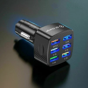 6Port USB Car Socket Phone Fast Charger 12V Cigarette Lighter Power Adapter Plug - Picture 1 of 14