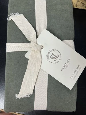 NWT Southen Living Garrison Standard Sham Linen/Cotton Green 20' x 26" - Image 1 of 3