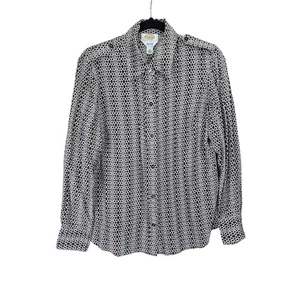 Camisa para mujer Talbots Petites de seda con botones 14 marrón blanco estampado de serpiente oficina - Imagen 1 de 7