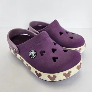 Mickey Mouse Disney Crocs Kids Purple Size 10 Shoes Sandles Slip Ons - Picture 1 of 9