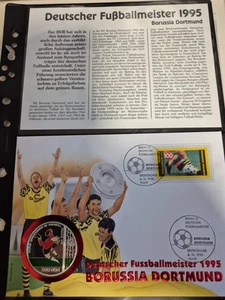 Numisbrief Borussia DORTMUND 1995 500 Won 1 Oz Silber FarbMünze-Worbes B-0890 - Picture 1 of 5