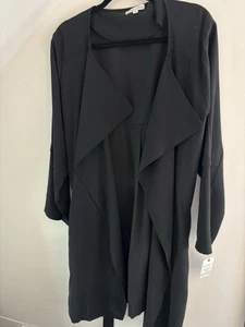 Womens Ophelia Roe Black Tie Front Jacket 1X Belt Trench NWT. Damaged Tag - Picture 1 of 8