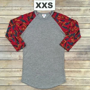 XXS RANDY LuLaRoe ~FEATHERS; Red Sleeves & Gray Body~ Sizes 00-0; Free Shipping! - Picture 1 of 4