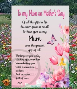Mum, Heavenly Mother's Day Memorial Grave Card A5 Waterproof, Large a5 md 8 - Picture 1 of 6