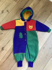 Gymboree Vintage Einteiler schwerer Fleece Colorblock KAPUZENSTRAMPLER XS - Bild 1 von 8