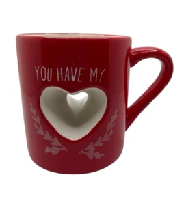 Tag YOU HAVE MY HEART Coffee Tea Mug Cup Cut Out See Through Center Valentines - Picture 1 of 7