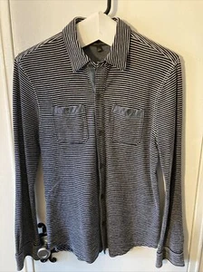 Banana Republic Men's Blue Button Up Striped Preppy Knit  Large - Picture 1 of 3