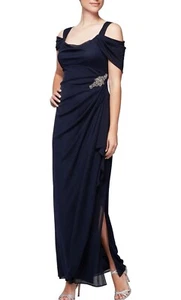 Alex Evenings Damen Übergröße langes Cold Shoulder Kleid mit gerafftem Rock - Bild 1 von 8