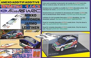 ANEXO DECAL 1/43 FORD FIESTA RS WRC M.HIRVONEN R.AUSTRALIA 2011 WINNER (01) - Imagen 1 de 1