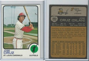 1973 Topps Baseball, #292 Jose Cruz, St. Louis Cardinals