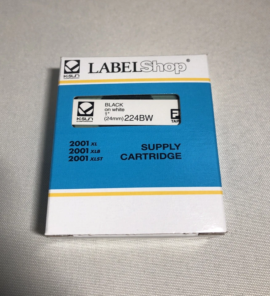 K-sun 224bw Black on White Tape 1" KSun 24mm Authorized Dealer Epson 224BWPX