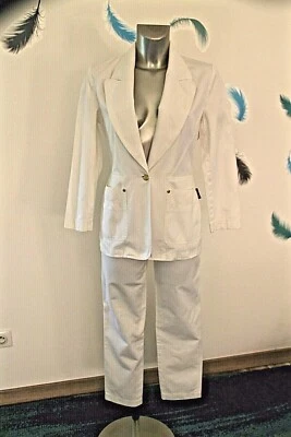 Sonia Rykiel Luxurious White Cotton Suit Set Jacket 36 FR Pants 34 FR - Image 1 of 4