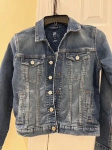 Gap Kids Girls Unisex Vintage Denim Blue Jean Jacket Size XL Regular Stretch - Picture 1 of 5