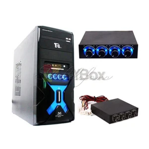 3.5" PC HDD CPU 4 CH Four Channel Fan Speed Controller Led Cooling Front Panel - Picture 1 of 9