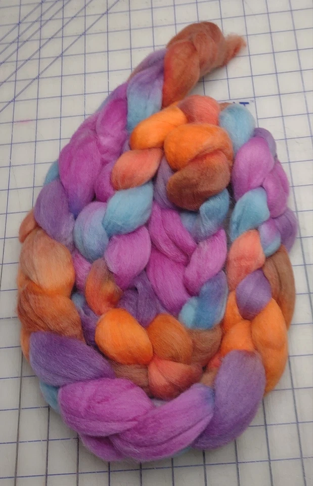 Hand Dyed Painted Med Wool Blend Combed Top Roving Spinning Felting Bart - Image 1 of 1