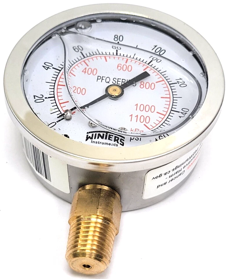 Winters PFQ805 2.5" Dial Liquid Filled Pressure Gauge Stainless Case 0-60 PSI - Image 1 of 1
