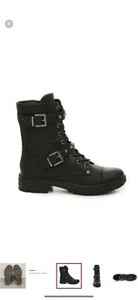G By Guess Granted Combat Boots WOMENS 7M Black Studded Gothic Punk Cap Toe - Picture 1 of 12