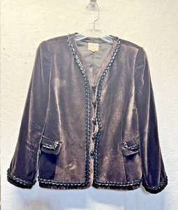 Giacca blazer vintage Armani Collezioni marrone velluto dettagli increspati tg. 12 - Foto 1 di 6