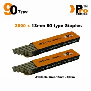 90 Type Staples: Size 12mm x 2000 (for Staplers Paslode, Dewalt, s9, Pro Series) - Picture 1 of 1