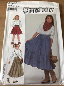 SIMPLICITY 8322 GIRLS JEANS WESTERN SKIRT PATTERN 2 LENGTHS SIZE 8 10 12 Uncut - Picture 1 of 5