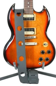 2 1/4" Wide Large Hole Black Cowhide Classic Guitar Strap - Picture 1 of 2