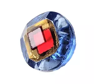 Antiker Tingue Knopf blau Charmstring Glas, seltene Farbe 1800er 1/2" - Bild 1 von 5