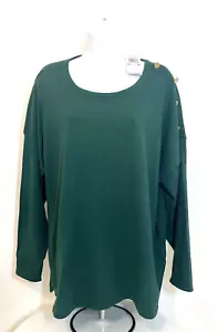 MICHAEL KORS Women's Green Lightweight Sweater/Shirt Size 2X 3/4 Sleeve NWT $135 - Picture 1 of 5
