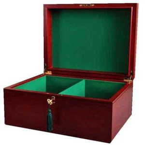 Large Red Burl Premium Chess Box-With Logo - Picture 1 of 2