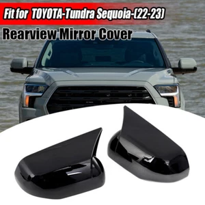 For Toyota Tundra Sequoia 2022-2024 Gloss Black Wing Mirror Rearview Cover Cap . - Picture 1 of 13