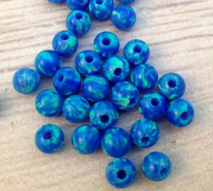 Espaciador de taladro completo de 4 mm cuentas redondas de ópalo suelto azul oscuro 10 piezas fabricación de joyas - Imagen 1 de 7