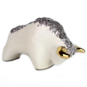 Vintage Ceramic bull buffalo fat lava gold horns Otto Keramik West Germany MCM - Picture 1 of 10