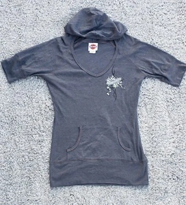 Camisa/sudadera con capucha gris manga corta Harley Davidson para mujer talla pequeña Texas - Imagen 1 de 7