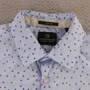 Scotch & Soda Shirt Mens L Blue Stars Cotton Button Up Long Sleeve Tailor Made - Picture 1 of 12