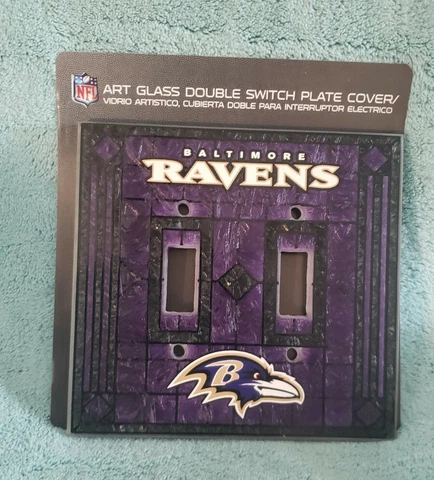 Baltimore Ravens Art Stained Glass Light Double Switch Plate Cover NFL Cover