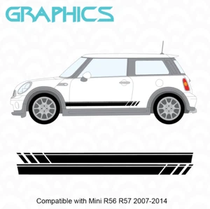 Fits Mini R56 R57 2007-2014 Side Stripe Stripe Beats Style Decal Graphics Set - Picture 1 of 3