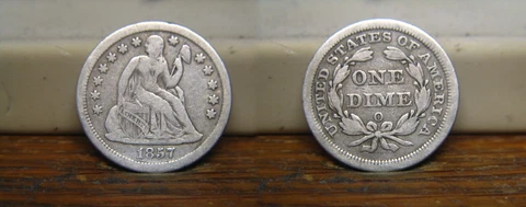 1857-O LIBERTY SEATED DIME 1857O US COIN Cover