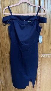 GUESS Damen Schulterfrei Geprägtes Scuba Midi mit abnehmbaren Trägern, Navy, 6 - Bild 1 von 8