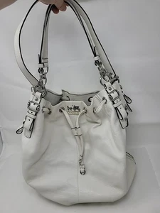 COACH MADISON MARIELLE WEISSE LEDER BUCKET BAG KORDELZUG - Bild 1 von 8