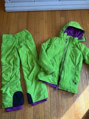 Marmot лыж куртка брюки комплект девочек большой зеленый фиолетовый изолированный A77380 A77880 - Изображение 1 из 4