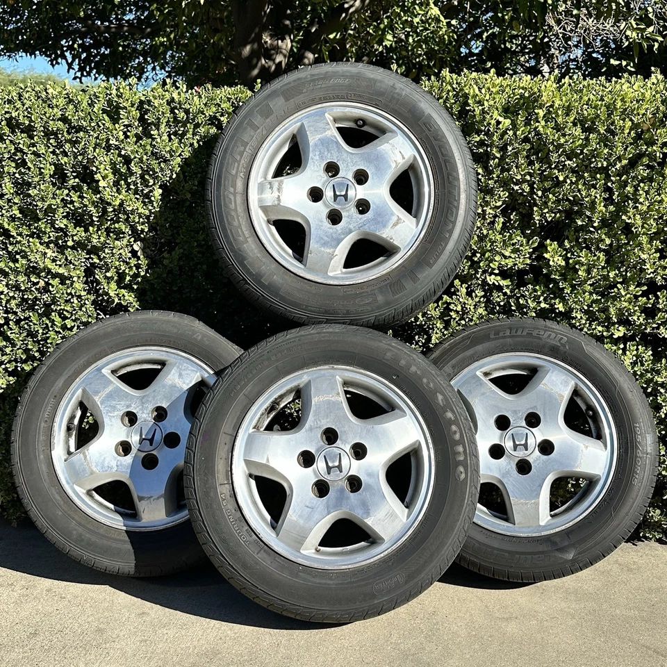 ✅ 1998 1999 2000 Honda Accord Alloy Set Of 4 Wheels 15x6.5 Rims 15" Tires OEM - Image 1 of 4