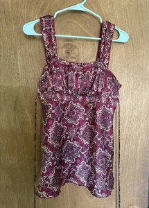 Camiseta sin mangas Y2K Autoestima Borgoña Floral Satén Talla Grande Años 90 Indie Lechera Boho - Imagen 1 de 7